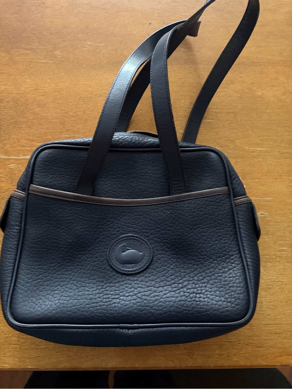 Vintage Rare Dooney Burke Classic Black Pebbled Shoulder Bag